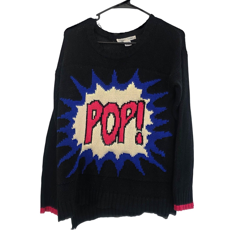 Sans Souci Black POP Comic Book Graphic Knit Sweater‎